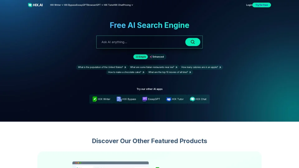 Ask AI - AI Search Engine - Free & Accurate Answers | HIX AI