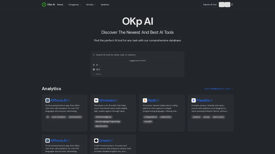 OKp AI: There is An AI For That - Discover The Newest And Best AI Tools